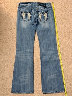 Miss Me Light Blue Bootcut Jeans with Wing Pocket Embroidery
